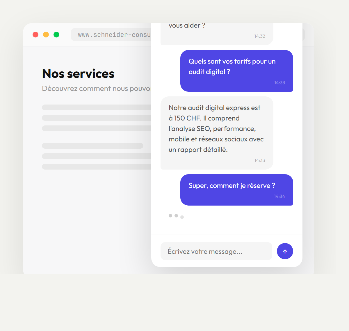 Chatbot IA intégré à un site web