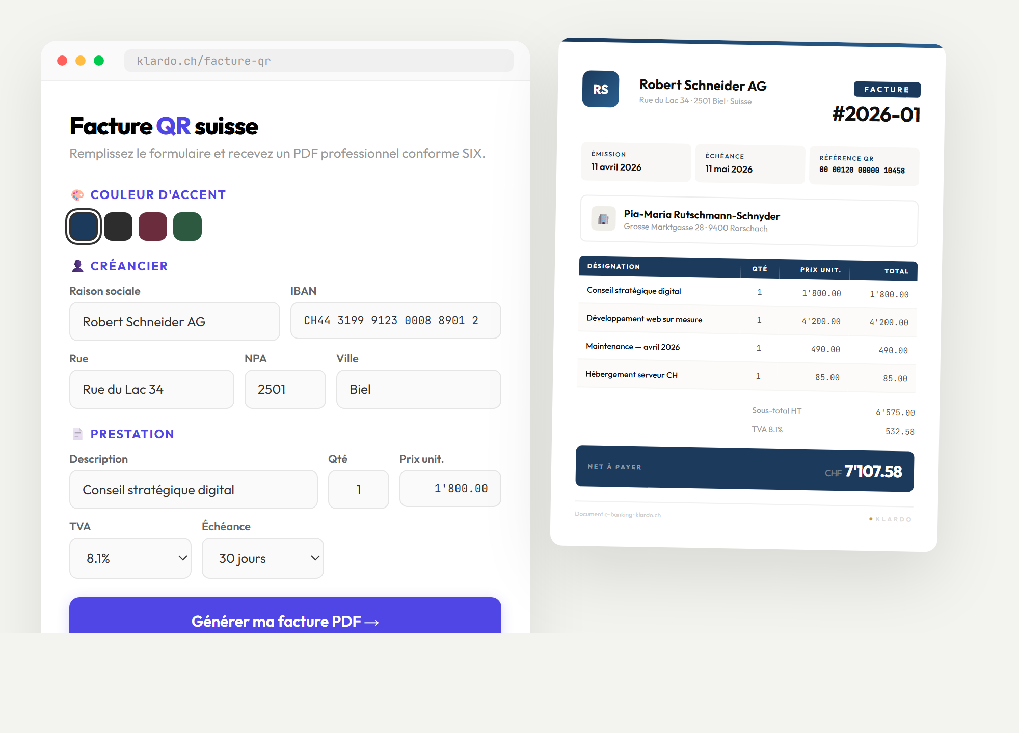 Interface de facturation QR suisse